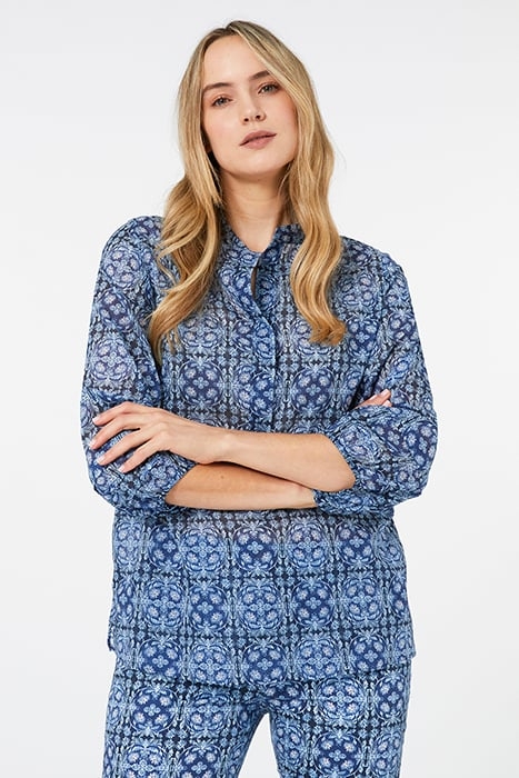 PRINTED MUSLIN BLOUSE GREEN 1