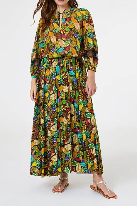 PRINTED BLOUSE WITH LACE TRIMS GREEN 5