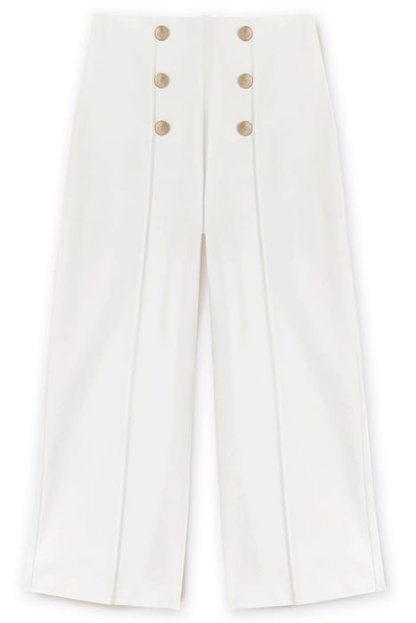 PALAZZO TROUSERS WITH BUTTON FEATURE WHITE 3