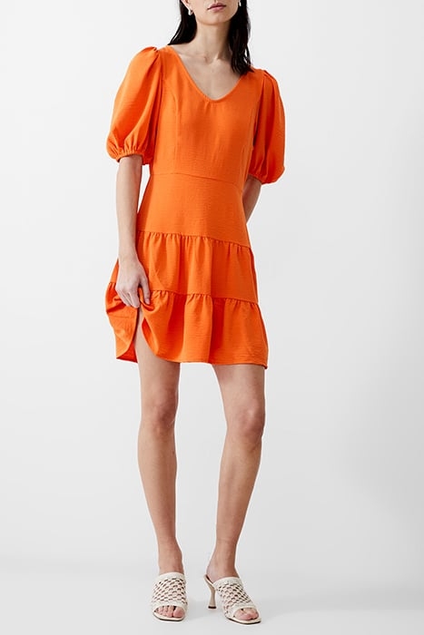 VEE TIERED CRINKLE DRESS KNEE MANDARIN 1