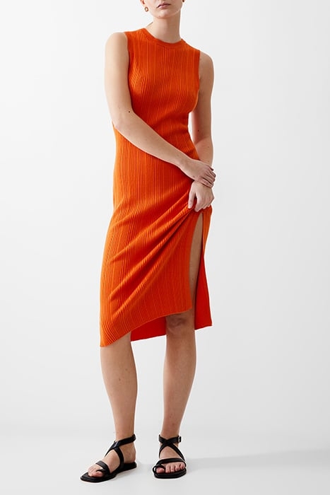 SLEEVELESS KNIT RIB DRESS MIDI MANDARIN 2