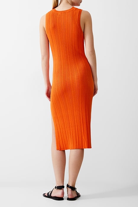 SLEEVELESS KNIT RIB DRESS MIDI MANDARIN 3