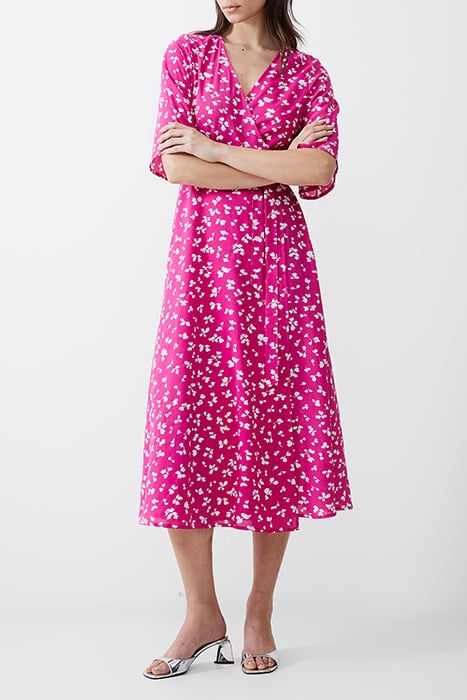 BONITA WRAP ANGEL DRESS LONG WILD ROSA/WHITE 1