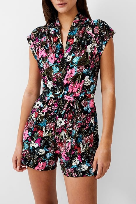 BLOSSOM HIBISCUS VEE PLAYSUIT BLACK 1