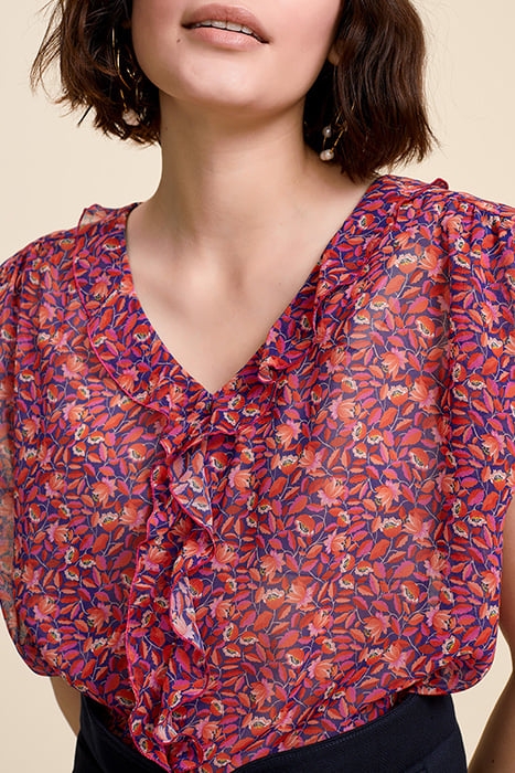 CEYTON - GARNET TOP WITH ROMANTIC MOSAIC PRINT 4