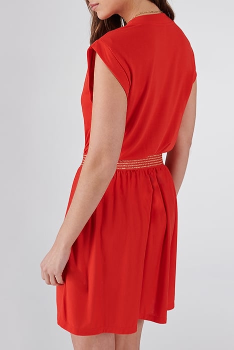 I.CODE APRICOT DRESS WITH GOLD LUREX STRIPED ELASTIC 2