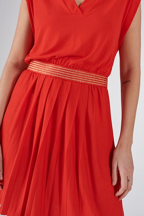 I.CODE APRICOT DRESS WITH GOLD LUREX STRIPED ELASTIC 5