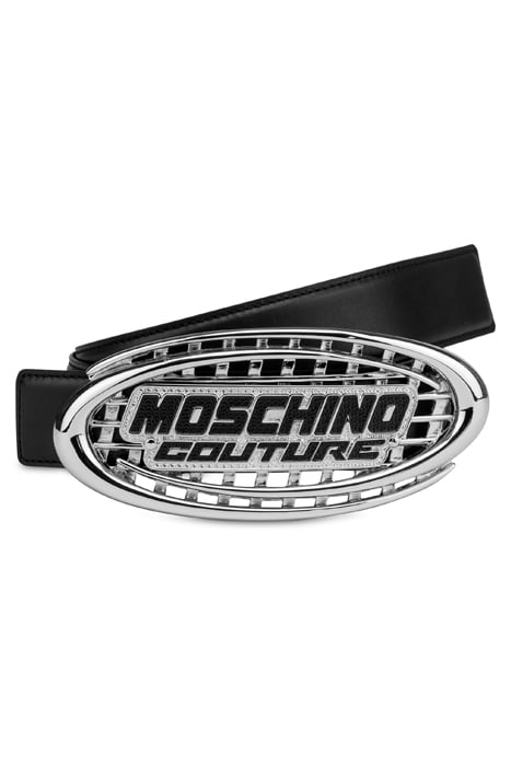 LOGO BUCKLE CALFSKIN BELT BLACK 2