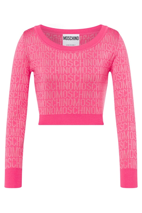 ALLOVER LOGO WOOL SHORT SWEATER FUCHSIA 3