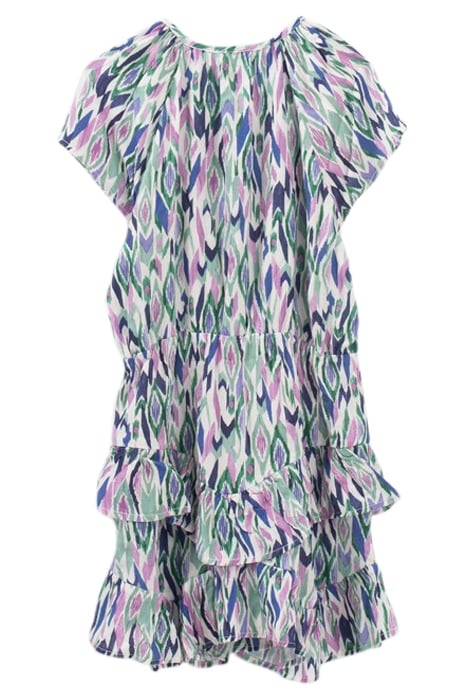GIRLS’ OFF-WHITE IKAT DIAMOND PRINT ASYMMETRIC DRESS 3