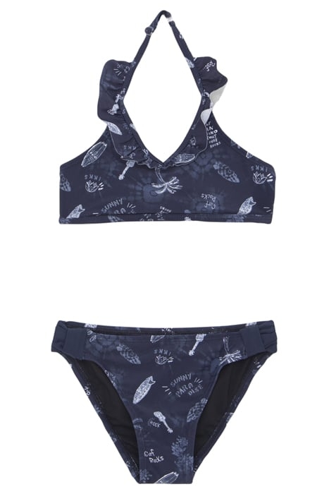 GIRLS’ NAVY SURF-ROCK PRINT BIKINI 1