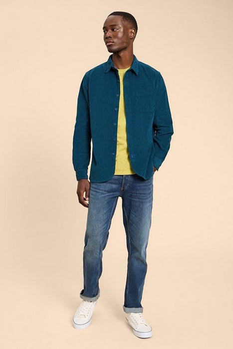 WHITWICK CORD SHIRT MID TEAL 1