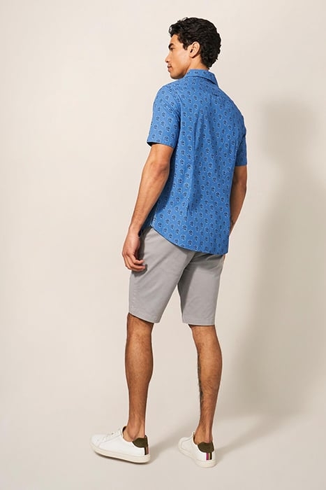 BLOCK LEAF PRINTED SHIRT BRIGHT BLUE 3