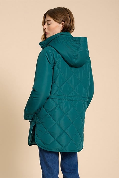 EMILIA QUILTED COAT DARK TEAL 2
