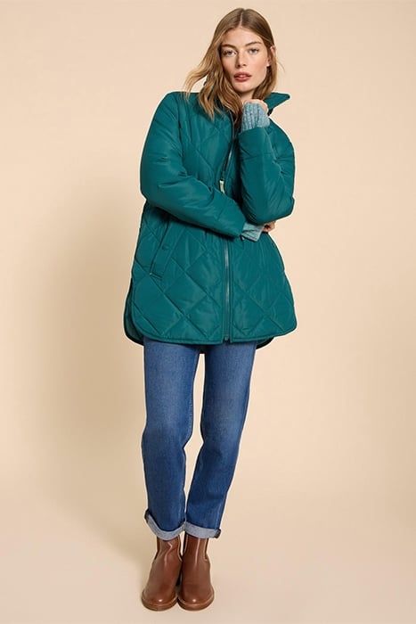 EMILIA QUILTED COAT DARK TEAL 1