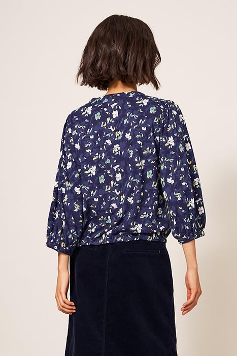 BENNIE TIE HEM SHIRT NAVY PRINTED 2