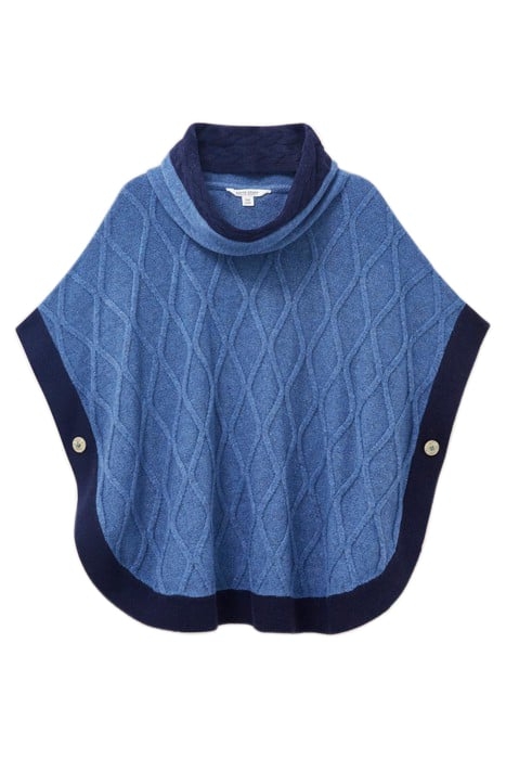 FERN KNITTED PONCHO MID BLUE 3