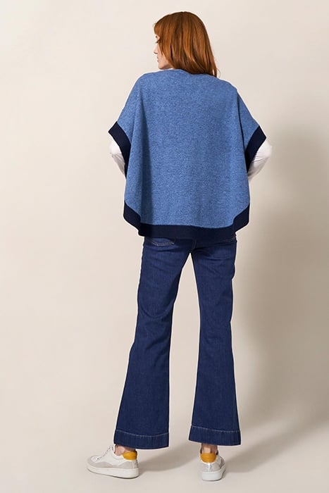 FERN KNITTED PONCHO MID BLUE 2