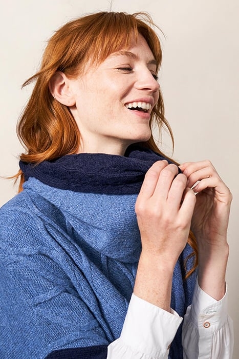 FERN KNITTED PONCHO MID BLUE 4