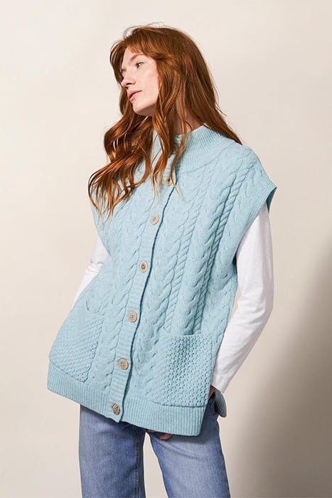 CHESTNUT CABLE POCKET PONCHO LIGHT BLUE 1
