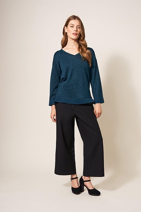NIGHT SKY V NECK JUMPER MID TEAL 3