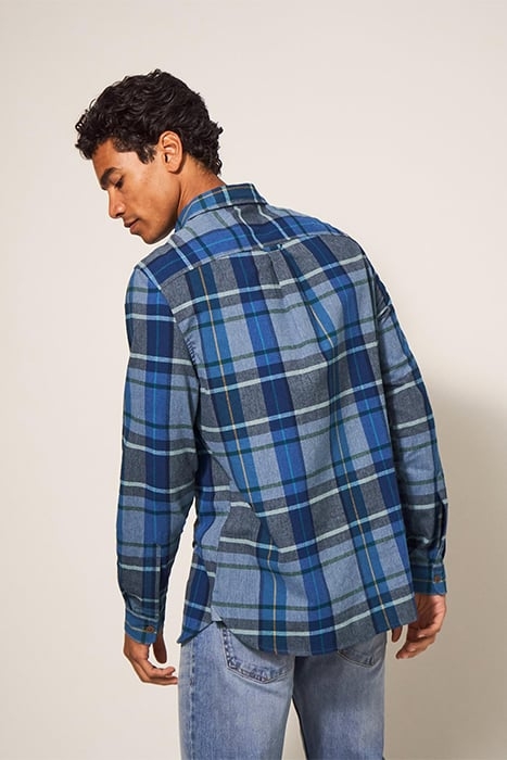 MOXLEY BRUSHED CHECK SHIRT MID BLUE 2