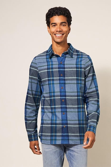 MOXLEY BRUSHED CHECK SHIRT MID BLUE 1