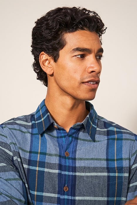 MOXLEY BRUSHED CHECK SHIRT MID BLUE 5