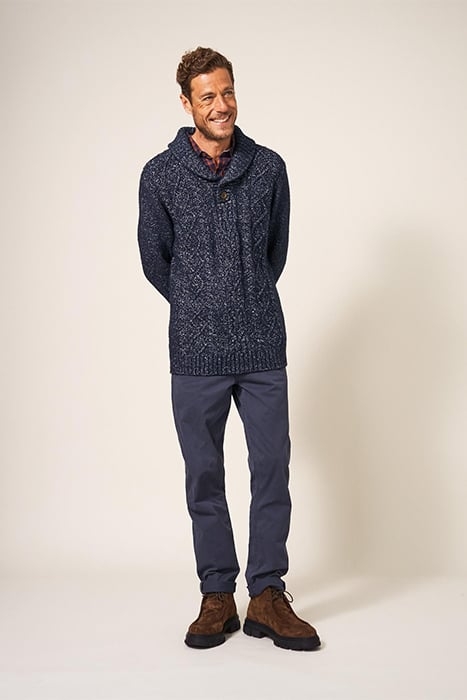 TWISTED CABLE SHAWL DARK NAVY 2