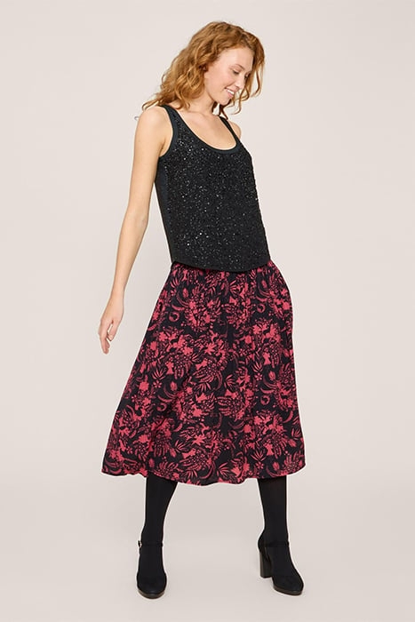 MAEVA MIDI SKIRT BLACK PRINTED 1