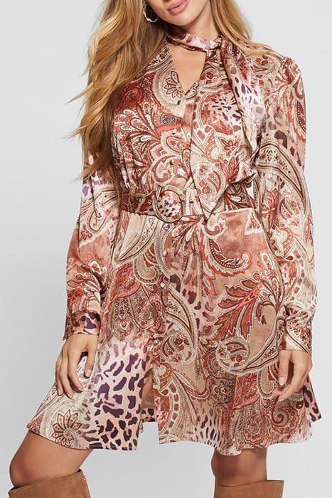 MIREILLE DRESS RED MULTI PATTERN 1