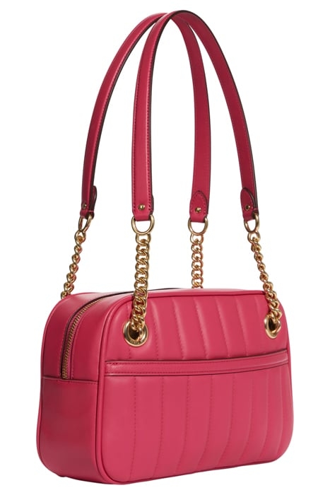 CAMMIE CHAIN SHOULDER BAG WITH LINEAR QUILTING BOLD PINK 2