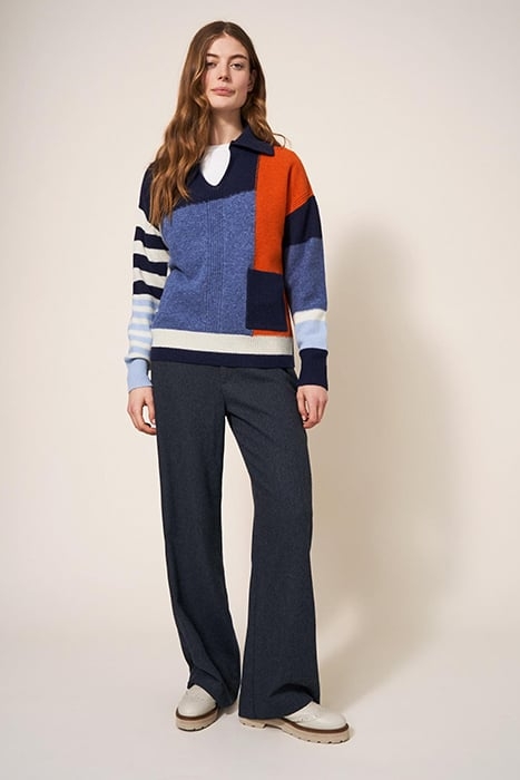 BELLE TWEEDY WIDE LEG TROUSER GREY 1