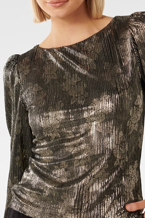 GABRIELLA BOAT NECK METALLIC PLISSE METALLIC GOLD 6