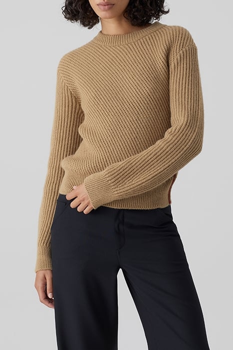 CREW NECK LONG SLEEVE KNITS BROWN MARBLE 1