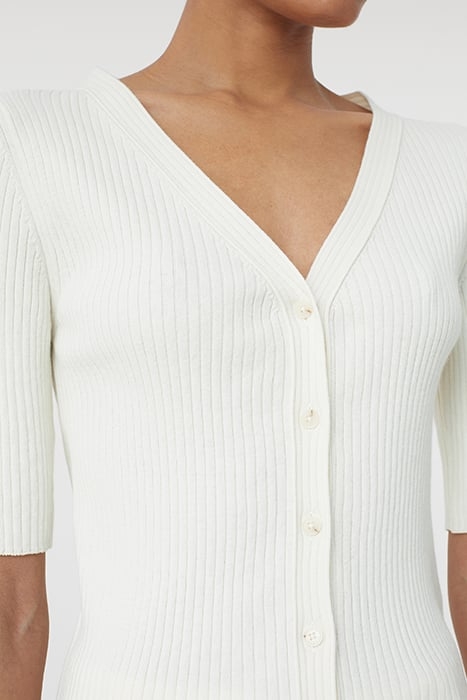 V CARDIGAN SHORT SLEEVE KNITS ECRU 5