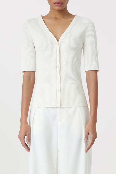 V CARDIGAN SHORT SLEEVE KNITS ECRU 1