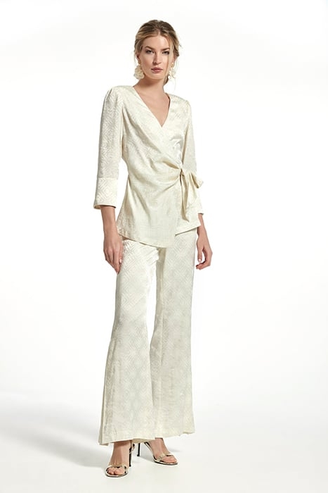 GEOMETRIC JACQUARD ABUYA TROUSERS ECRU 3