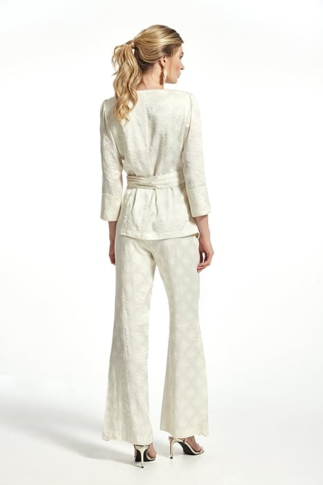 GEOMETRIC JACQUARD ABUYA TROUSERS ECRU 4