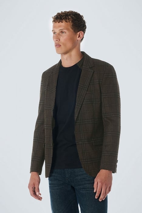 BLAZER JERSEY STRETCH CHECK COFFEE 1