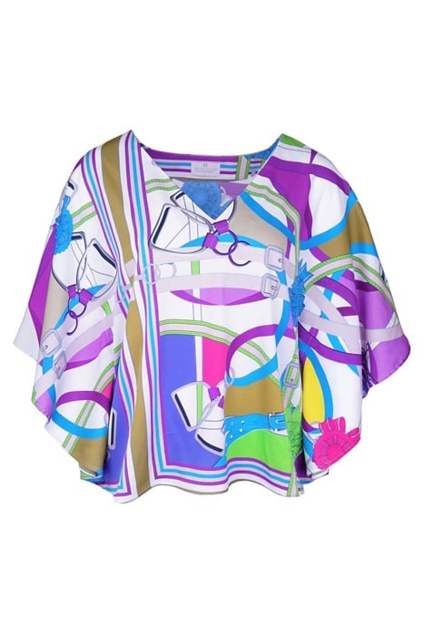 BLOUSE TORTOLI CHAINS AND BELTS PURPLE GREEN FUCHSIA 1