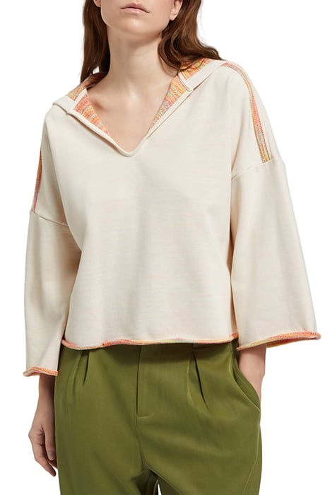 SLOUCHY FIT SHOULDER DETAIL HOODIE SOFT ICE 1