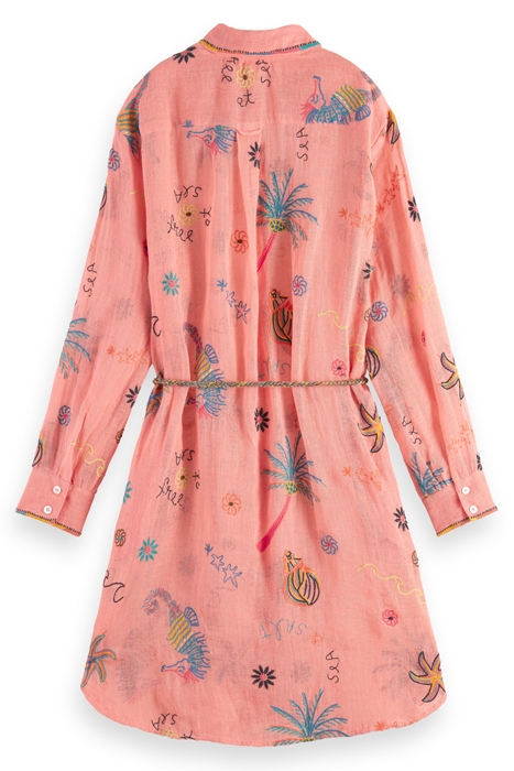 OVERSIZED SHIRT DRESS WITH MULTICOLOR EMBROIDERY SEA LIFE EM 5