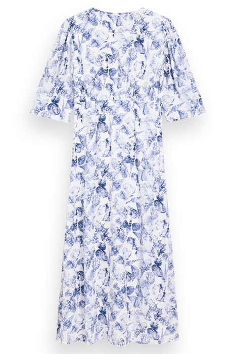 MIDI WRAP DRESS WITH KNOT DETAIL SHELL BATIK BLUE 4
