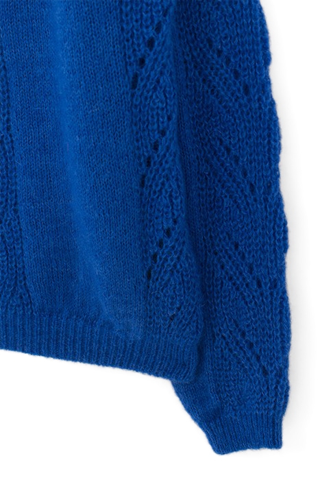 ELECTRIC BLUE OPENWORK KNIT ROLLED NECK SWEATER 3