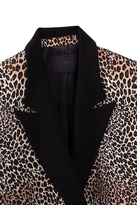 COGNAC SUIT JACKET WITH BABY LEOPARD PRINT 4