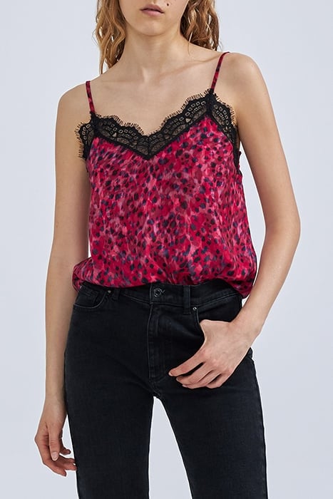 PINK LEOPARD ROCK PRINT LINGERIE-STYLE TOP 1