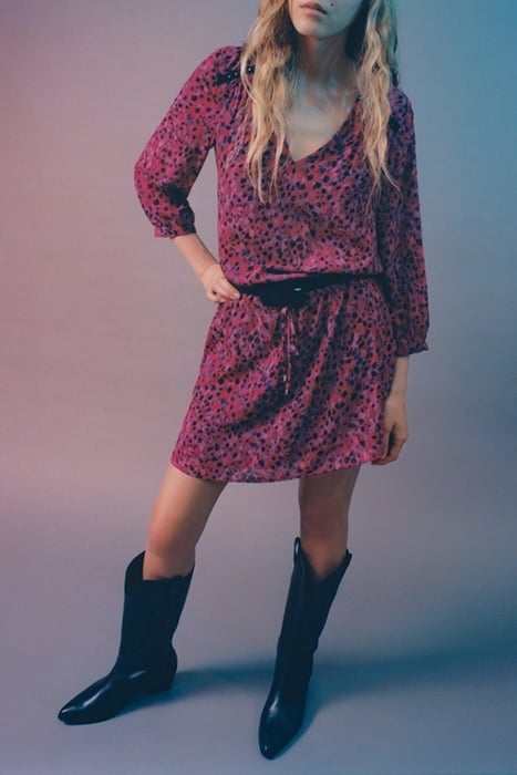 PINK RECYCLED PAISLEY LEOPARD PRINT SHORT DRESS 6