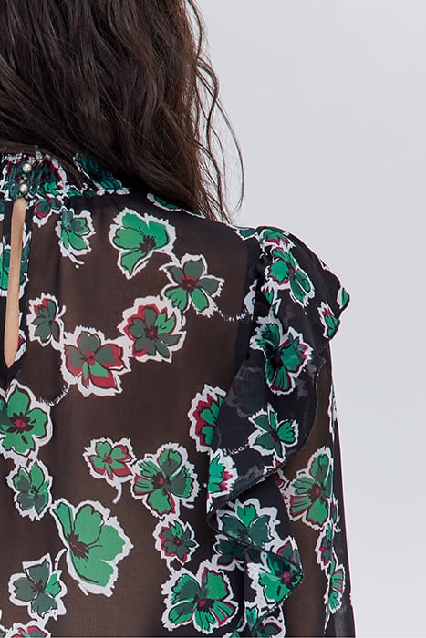 BLACK XL FLORAL PRINT RUFFLED BLOUSE 5