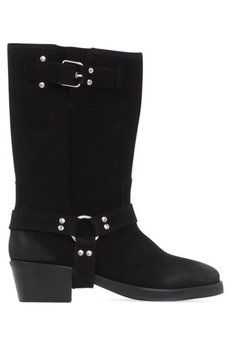 BLACK SUEDE BIKER-STYLE BOOTS 1